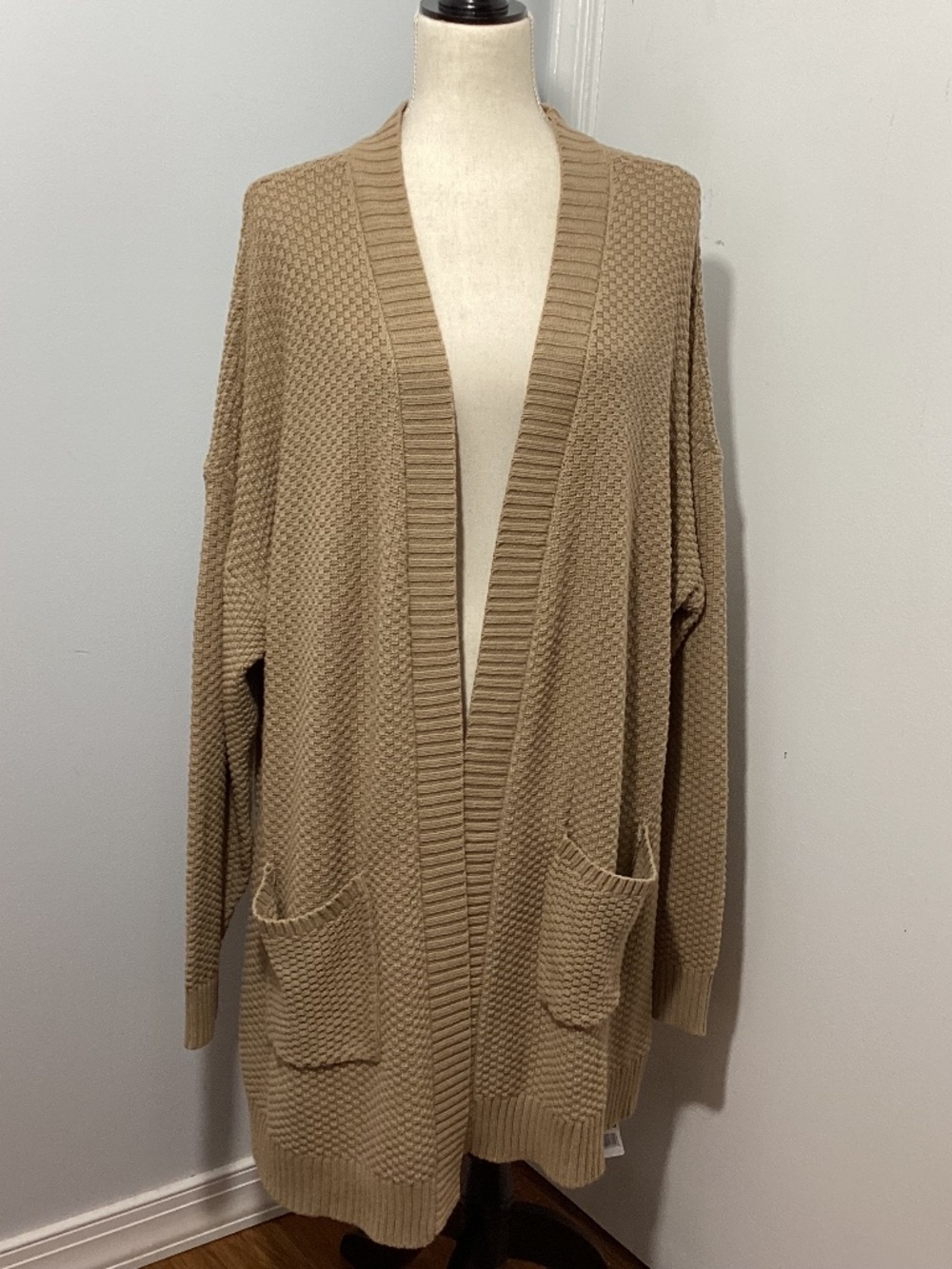NWT GAP XXL TAUPE OPEN FRONT SWEATER KNIT CARDIGAN  100% COTTON CASUAL